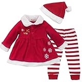 fayale Baby Girls SnowflakeサンタドレスキャンディストライプレギンスXmas帽子Outfit カラー: レッド