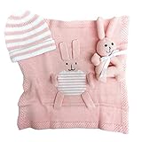 Estella goft-bunny-pk Hand Knit Bunny Organic Cotton Newborn Baby Girl Gift Set by Estella [並行輸入品]