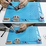 COHKデザイン35x25cm断熱シリコンパッド電気BGAはんだ付け修理ステーションネジ穴マット付きメンテナンスプラットフォーム (ブルー)