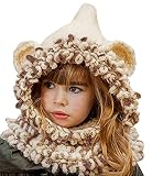 Sumolux冬キッズ暖かいフォックス動物ハットニットCoifフードスカーフビーニー秋冬の One Size ホワイト BLY-m92-11