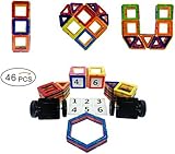 磁気ブロックStem教育玩具磁気ブロックwith Wheelsタイルセットfor Boys by coodoo-46pcs