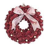 彩か SAIKA リース S 赤 レッド インテリア 玄関飾り キュート CXO-120Sr Small pinecone & Berry Wreath S Red