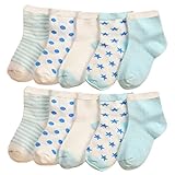 Nice Days（ナイス　ディズ）　夏可愛いベビー キッズ 靴下 ソックス 　コットン　男女兼用　10足 セット　 (M, ライトブルー)