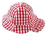 (ビグッド)Bigood キッズ つば広い 帽子 サファリハット キュート 女の子 子供 赤ちゃん チェック柄 コットンキャップ 子供サンバイザー カジュアル 日焼け止め（レッド・54cm）