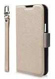 【Corallo】 iPhone15Plus 対応 ケース 手帳型/カード 収納/ストラップ/スタンド 機能 付 レザー スマホケース マグネット ベルト 革 手帳型ケース [ Apple iPhone15 Plus アイフォン15 プラス 対応 携帯ケース ] iPhone15Plusケース NU ベージュ×グレー