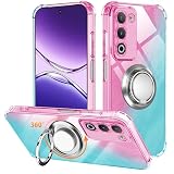 対応 OPPO A5 5G ケース リング TPU 薄型 軽量シリコン グラデーション色 ケース 耐衝撃OPPO A5 5G 用 ケース 指紋防止 車載ホルダー対応 防塵 一体型 人気 携帯カバー (ピンクグリーン)