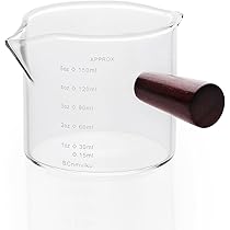 計量カップ木製ハンドル付きミルクカップ オンスカップ 100ml Amazon | 計量カップ エスプレッソショットグラス 目盛り付き 木製
