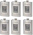 Top Shelf Flasks カスタム刻印 8オンス ステンレススチール 花婿付添人フラスコ ウェディング用 エンブレム付き 真の金属エッチングが一生持続 6個パック
