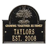 Personalizedファミリーツリーカスタムインドア/アウトドア記念アルミ壁プラーク – ブラック/ゴールド