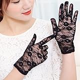女性のレースグローブ夏の秋セクシーなレースの花の抗UV手袋ホットレディース日焼け止めドライビングパーティグローブフィンガーミトン (ブラック)