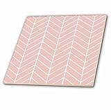 3dRose ct_179816_1 Coral Pink Herringbone Pattern Modern Arrow Feather Inspired Design Ceramic Tile,