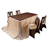 高さ調節ダイニングこたつ スクット 150x90cm 6点セット[■](こたつ+布団・ベージュxグレー+回転椅子4脚)