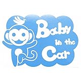 ブルー Baby in the car バナナ さる サル 動物 赤ちゃん baby ステッカー 窓ガラス用シールタイプ キッズ 子供