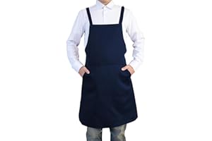 [cozycube] エプロン H型 首掛け シンプル 男性用 メンズ カフェエプロン 両サイズ 無地 ポリエステル65% 綿35% おしゃれ 大容量ポケット 汚れにくい シワになりにくい 男女兼用 ノーアイロン 透けない ポケット付き 料理教室用