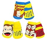 おさるのジョージ ベビーソックス ３柄セット（ロゴ ブルー・アップ イエロー・ぎっしり レッド） ０～１歳 滑り止め付き新生児靴下