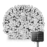 Yalufa イルミネーションライト 200LED ストリングライト 発光色 ホワイト ソーラー充電式 光センサー内蔵 自動点灯 8発光モード 防水防雨 クリスマス 飾り