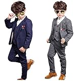 ネイビー120cm 3点セット キッズ ボーイ フォーマル スーツ 子供服 結婚式 卒園式 入園式 入学式 七五三 発表会 お呼ばれ … (120cm, ネイビー)