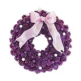 彩か SAIKA クリスマスリース S 紫 パープル インテリア 玄関飾り キュート CXO-120Sp Small pinecone &BerryWreath S Purple