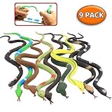 [ズーワールド]Zoo World Rubber Snake,9 Pack Realistic Snake Toy Set,Food Grade Material TPR Super Stretchy