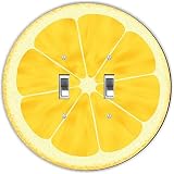 Rikki Knight RND-LSPDBL-19 Lemon Slice Art Round Design Double Toggle Light Switch Plate, Yellow [並行