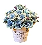 かなりの人工花シルク花バスケットローズブルーと偽の花