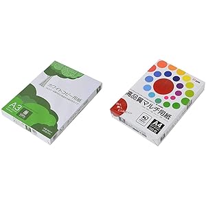 【セット買い】コピー用紙 A3 ホワイトコピー用紙 高白色 紙厚0.09mm 500枚 & コピー用紙 A4 高品質マル…
