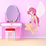 ピンクフェアリー壁ステッカー妖精ファンタジー壁デカールアート女の子寝室ホームデコレーションで使用可能な8サイズ 08. Gigantic 120cm (W) x 202cm (H)