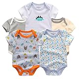 kiddiezoom 100 %綿ベビー男の子女の子服半袖Oネック5パックベビーロンパースセット