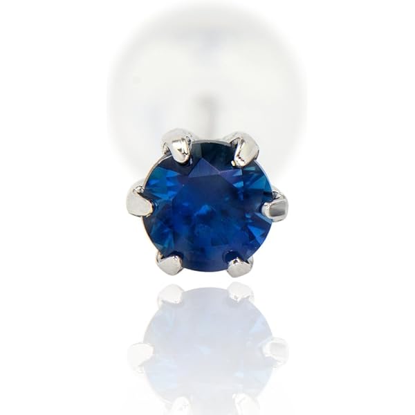 Amazon | プラチナ 900 薄型6本爪 ピアス 両耳用 4mm サファイア