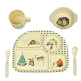 OEM 5 piece/set baby bamboo tableware dish set