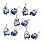 Hommy トグルスイッチ 10枚自動閉じるミニチュアロッカースイッチ、AC　125V、3ピンSPDTオン/ブルー