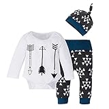 (プタス)Putars ベビー服 子供服 ロンパース 上下セット 女の子 男の子 長袖 矢柄 帽子付き 可愛い 秋 冬 新生児 歩行服 出産お祝い 記念日 プレゼント 3-18ヶ月