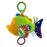 wingingkids ベビートイ 赤ちゃん用 ガラガラ ふわふわ 布おもちゃ フィッシュ 音楽おもちゃ フック付きおもちゃ ベビーカー用おもちゃ お出かけトイ ラトル 音鳴り 知育遊具　動物 出産お