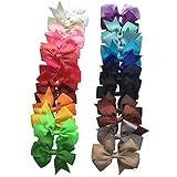 Arlai 24個3 "グログランリボンPinwheel GirlヘッドバンドワニクリップHair Bows