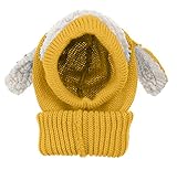 子供用アニマルフードのニット帽耳付き ネックウォーマー一体型 ヒツジ耳 ニットキャップ スヌード キッズ ベビーかわいい 秋 冬 子ども 男の子 女の子 男女兼用 幼児 Kids F 黄