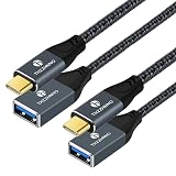 Thzzhnno USB C - A メス 3.0 ケーブル 0.5M 2パック 5Gbps USBC オス - USBA メスケーブル USB Type C to Type A リード MacBook Pro/Air