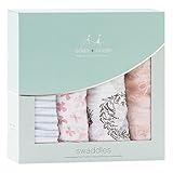 エイデンアンドアネイ おくるみ ブランケット 4セット ギフト 出産祝い ロイヤルベビー swaddle wrap (カラー：birdsong）2062 Aden+Anais [並行輸入品]