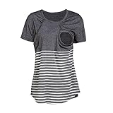 TINHAO 授乳服 授乳口付き トップス マタニティ 半袖 Tシャツ 夏 産前産後 グレー/S