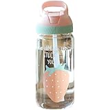 [TaiShan] スポーツ 水筒 ジム フィットネス 旅行 ため プラスチックコップ 直飲み ストロー 軽量 かわいい 便利 オシャレ ウォーターボトル (ピンク)