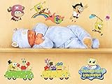 Gefii Removable Spongebob Schwammkopf Wall Sticker Nursery Children Favorite for Bedroom Home Decora
