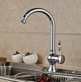 Rozin® Deck Mount One Hole Swivel Spout Kitchen Sink Faucet [並行輸入品]