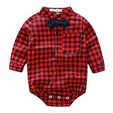 Domybest 子供服 カバーオール ロンパース ベビー服 紳士服 長袖 男の子 0-1歳 格子模様 柔らかく 弾力性 お祝い 誕生日 ギフト 幼稚園 普段着 部屋着