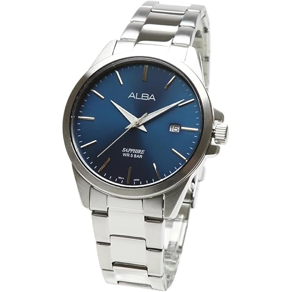 ★未使用 SEIKO ALBA 自動巻 青針 裏スケ 純正ブレス 日本製 腕時計 around_alba-silver-pair