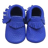MejaleベビーソフトSoledレザーモカシンTassselスリップオン乳児幼児靴pre-walker カラー: ブルー