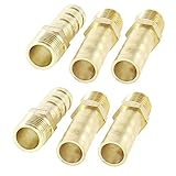 uxcell　エア用カプラー　真鍮　継手　8mm　ホース　バーブー9.6mm　オスねじ　6個入り