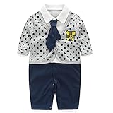 エルフ ベビー(Fairy Baby) ベビーフォーマル ロンパース 結婚式服 男の子 90cm グレー 水玉柄