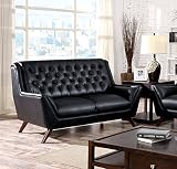 Furniture of America Aster Retro Love Seat, Black [並行輸入品]