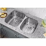 Cahaba casc0002 32 x 20 – 3 - 4 18ゲージステンレススチールダブルボウル60 – 40シンクwith Gooseneckプルアウトキッチン蛇口、ソープディスペンサー