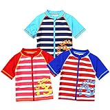 ベビー ラッシュガード 半袖 水着 スイムウエア Whole ホール 男の子 女の子 UVカット フルジップ ジップガード ボーダー イカリ 男児 女児 ベビー (1.ピンク/95cm)