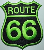 ワッペン ルート66 ROUTE66 グリーン 縦８㎝ 横６．８㎝